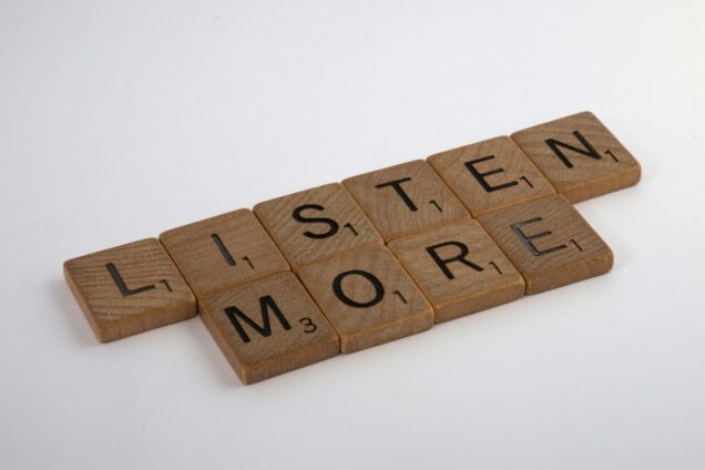 Listen more words using wooden scrabble pieces