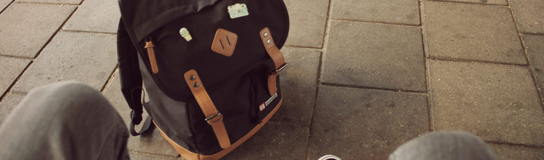 Backpack and someone sitting down