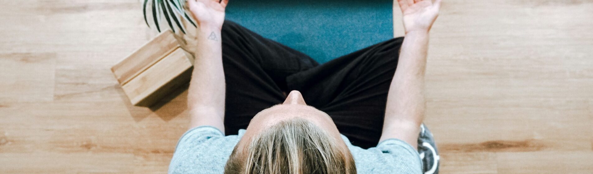 Head view of someone meditating